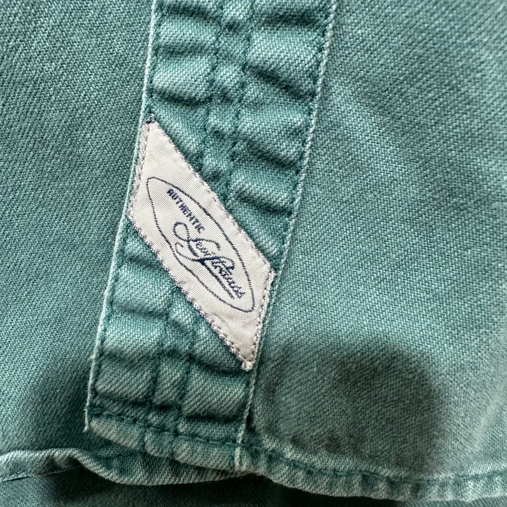 Levi Strauss Mens Long Sleeve Button Down Shirt Teal Green Cotton Twill XL